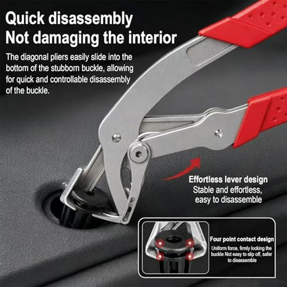 Car Clip Pliers,Auto Fastener Clip Removal Pliers,Spring Loaded Panel Removal Tool for Door Trim, Push Pins,Rivets, Red,1 Pack
