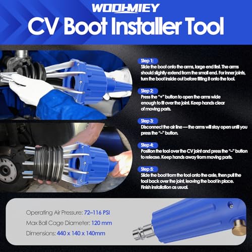 Pneumatic CV Boot Expander Spreader Tool Kit, Installation Removal Repair Kit with 3 Clamp Pliers 15 Pairs Hose Clamp, Universal CV Joint Boot Tool Compatible with ATV UTV (Blue) - color: Blue