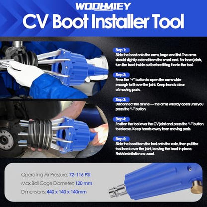 Pneumatic CV Boot Expander Spreader Tool Kit, Installation Removal Repair Kit with 3 Clamp Pliers 15 Pairs Hose Clamp, Universal CV Joint Boot Tool Compatible with ATV UTV (Blue) - color: Blue