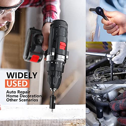 LLNDEI 1/4”Drive Impact Socket Set, 52 PCS Mechanic Tool Set with 72-Tooth Ratchet & Adapter, CR-V, Metric and SAE Sockets Storage Kit for Household Automotive Repair DIY Project - size: 1/4" Socket Set