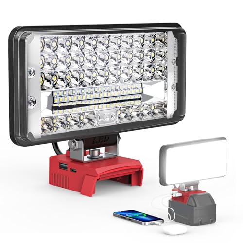 Ecarke LED Work Light Compatible with Milwaukee 18V Battery, 14500LM 145W Cordless Job Site Light, 140° Pivoting Head, USB & Type-C Charging, Low Voltage Protection, Portable Flood Light (Tool Only) - size: 145W