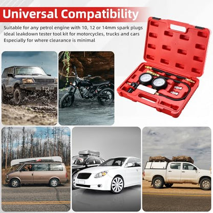 8MILELAKE Cylinder Leak Down Tester Tool Kit, Gasoline Engine Compression Leak Down Tester Set, Tu-21 Cylinder Detector with Dual Gauges