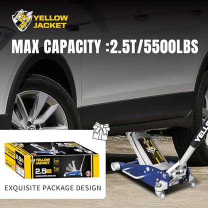 YELLOW JACKET Floor Jack 2.5 Ton Hydraulic Low Profile Aluminum and Steel Racing Car Jack with Fast Lifting Dual Pump, 5500 lbs Capacity - color: Blue, size: 2.5T low profile dual pump