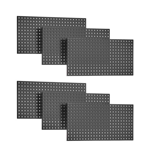 EVERHANGER Metal Pegboard Panels 24" x 12", Heavy Duty Steel Peg Boards for Garage, Pegboard Wall Organizer for Tool Storage and Organization, Black, 6 Pack - size: 6 Pack 24" x 12"