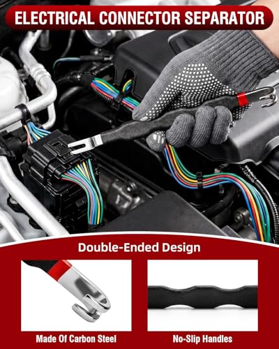 10-Piece Electrical Disconnect Pliers Kit for Cars | Carbon Steel, Non-slip, 60° & 90° Heads. Safely Releases Maf, Injectors, Relays, Hoses, Harnesses. Fits Cars/Trucks