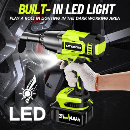 Cordless Impact Wrench 1/2 Inch, 480Ft-lbs (650N.m) Brushless High Power Impact Wrench Tool with 2x4000mAh Battery, 2500RPM High Torque Impact Gun, 7 Sockets for Home Car/Truck RV/Mower -2025 Upgraded