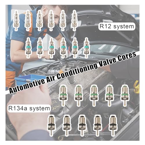 39 PCS AC Valve Core Removal Tool Accessories Kit, R12 R134a Refrigeration Tire Valve Stem Tool with Dual Head Thread Repair for Automotive Car Truck HVAC System