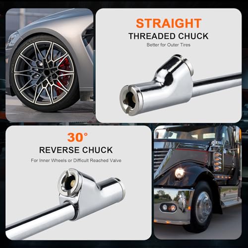 Semi Truck Digital Tire Pressure Gauge 200 PSI with LCD Color Screen, Heavy Duty Dual Head Chuck Tire Guage, ANSI B40.1 Certified - for Semi Trucks, Trucks, Cars, SUVs - size: 200PSI Truck Digital New