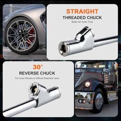 Semi Truck Digital Tire Pressure Gauge 200 PSI with LCD Color Screen, Heavy Duty Dual Head Chuck Tire Guage, ANSI B40.1 Certified - for Semi Trucks, Trucks, Cars, SUVs - size: 200PSI Truck Digital New