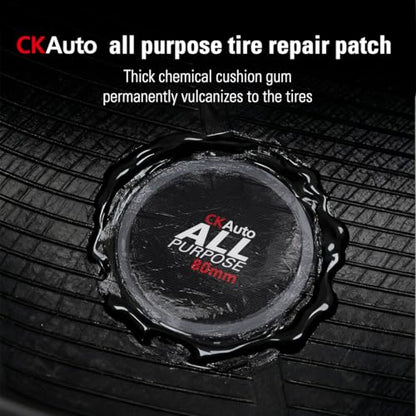 CKAuto 50 PCS All Purpose Tire Repair Patch Kit Heavy Duty 3-1/4"(80mm), Tire Plug Repair Kit Flat for Car Van Truck Bus Motorcycle and Inner Tire,Round Dia 3-1/4"(80mm) - size: Dia 80mm 50pcs