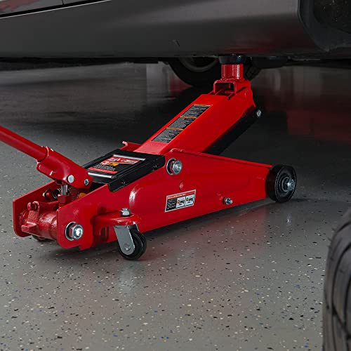Big RED TAM83006 Torin Hydraulic Trolley Service/Floor Jack with Extra Saddle (Fits: SUVs and Extended Height Trucks), 3 Ton (6,000 lb) Capacity, Red - size: 3 Ton (6,000 lb) with extra saddle, style: Steel