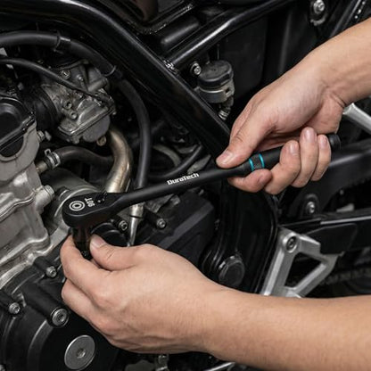 DURATECH Extra Long Handle 1/2-Inch Drive Ratchet, 90-Tooth Ratchet Wrench with 15" Handle and Dust Proof Teardrop Enclosed Head, Reversible, CR-V Made, CR-MO Head, 4° Swing, Black Mn Phosphate Finish - size: 1/2" with 15" handle