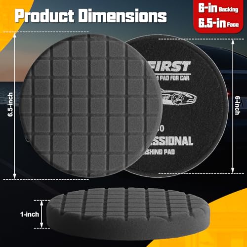 Polishing Pad 6.5 Inch, 3Pcs Black Light Cut Foam Buffing Pads for Car Buffer Polisher, Finishing, Polishing and Waxing - color: Black, size: 6.5 - Inch