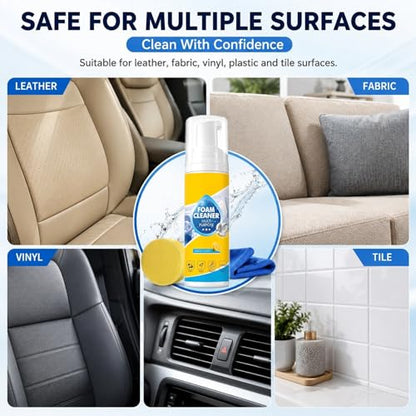【2Pack】Foam Cleaner,4-in-1 Multi-Enzyme FoamCleaner,New Foam No-Rinse Cleaner,Multifunctional Foam-Cleaner Deep Cleaning Spray for Car Interior Leather Car Seat Cleaner,Kitchen Grease,Sofa Upholstery - color: 2Pack:Foam Cleaner