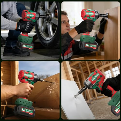 Cordless Impact Wrench 1/2", 650Nm (480Ft.lb) | Brushless Impact Gun with 2x4.0Ah Batteries and Fast Charger, for Car/Lawn Mower, 6 Sockets & Toolbox