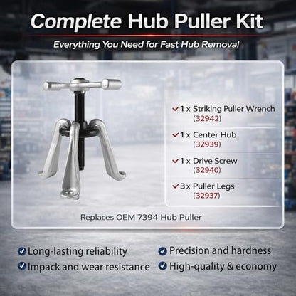 Camoo Universal Hub Puller 7394, Heavy-Duty Brake Drum Puller & Wheel Hub Removal Tool, Compatible with Most Vehicles, Professional Automotive Repair Tool