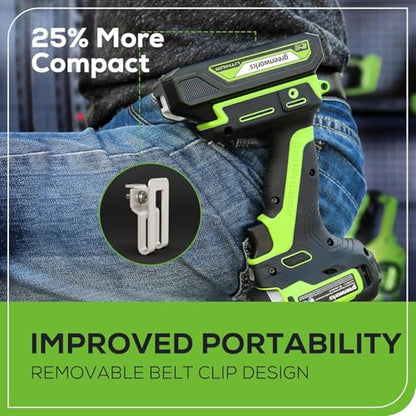 Greenworks 24V Brushless 2PCS Cordless Power Tool Combo Kit, 1950 in-lbs Impact Driver and 530 in-lbs Hammer Drill, with a 2Ah Battery and 2A Fast charger - size: 2PCS Combo Kits(Hammer Drill+Driver)