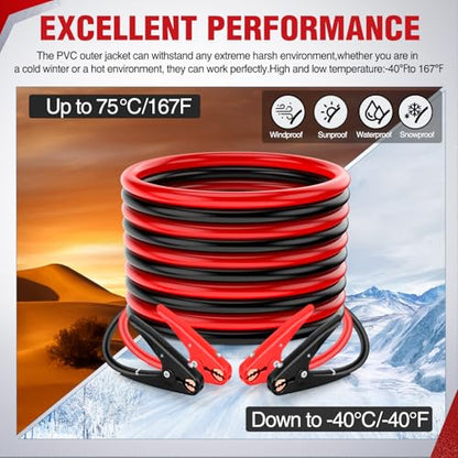 Nilight Jumper Cables for Car Battery 2 Gauge 25 FT Booster Cable Heavy Duty 800 A CCA with Carrying Bag Jump Start Emergency Kit Pickup Truck RV Vans SUV | Heavy Duty Booster Jump Start Cable with Storage Bag for Jump Starting Dead or Weak Batteries for