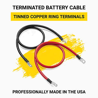 Spartan Power Battery Cable 15 Foot 4 Gauge AWG Wire Set 3/8" M10 Made in USA - color: 4 AWG-SET-3/8", size: 15-FT