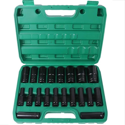 20 PCS 1/2" Drive Metric Deep-impact Socket Set, 8mm-32mm, Extended Hex Socket Set For Electric Wrenches, Pneumatic Hex Sockets, Suitable For Electric Wrench Sockets, Automotive Repair And Nut Tools