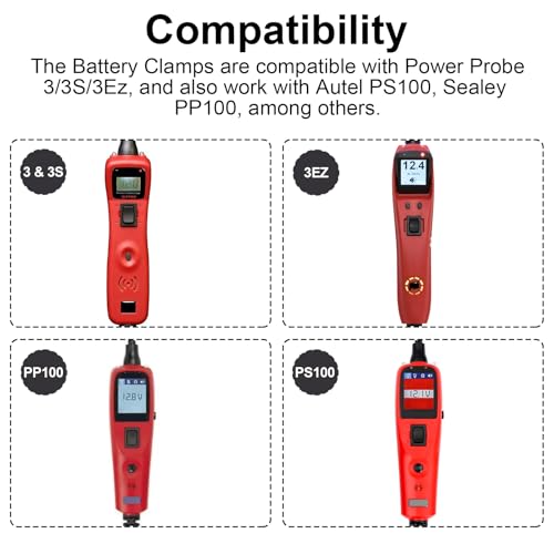 QQZ Battery Clamps Cable Clip Set PPTK0025 for Power Probe 3/3S/3Ez, Power Circuit Probe Tool accessories,Alligator Clip Lead set