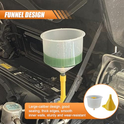 Craedli 15PCS No-Spill Coolant Funnel Kit, Spill Proof Coolant Filling Funnel Set, Radiator Flush Kit with Adapters, Universal Vehicle Antifreeze Bleeder Accessory for Most Cars (Yellow)