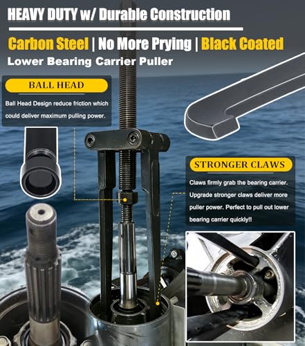 Camoo Lower Bearing Carrier Puller for Yamaha, Johnson, Evinrude, Mercury, Honda, Mercruiser, Fit Most Gearcases 115hp and Above with Adjustable Arms Upgrade - size: Puller
