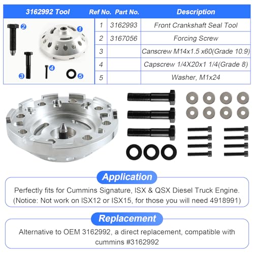 Front Crankshaft Seal Removal & Installation Tool for Cummins Signature ISX QSX Replace M20146 3162992