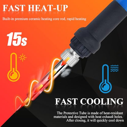 MONVICT 31 in 1 Soldering Iron Kit, 5 Pcs 60 Watts Adjustable Temperature Soldering Iron with On/Off Switch & 25 Pcs Soldering Iron Tips, 1 Solder Wire Stand, Portable Solder Iron Tool for Soldering