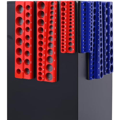 Magnetic Socket Organizer Set, 6-Piece Magnetic Socket Organizer Set, 6PCS Socket Holder, 1/4", 3/8", 1/2" Drive Metric SAE Socket Trays Holds 141 Pieces Magnetic Sockets Trays - color: A