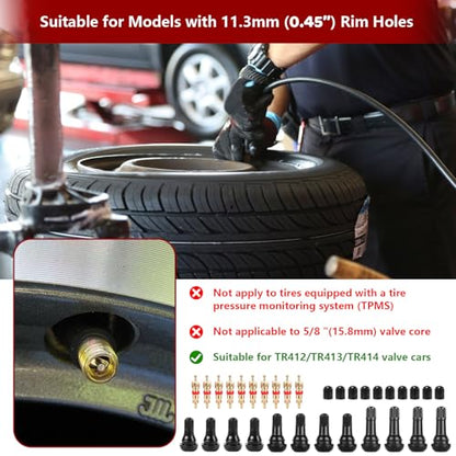 Lettry 38Pcs Quick Change Tire Valve Stem Core Tool Kit, TR412 TR413 TR414 Valve Replacement Tools, 8-Way Valve Tool Set for Car, ATV, Truck, Lawn Mower & Small Trailer, Fix Leaky Tire Valves