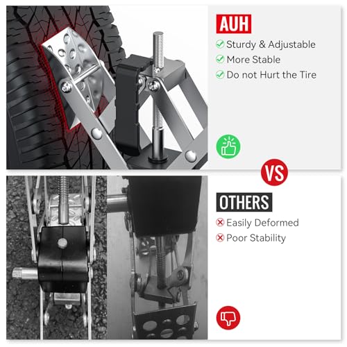 X-Shape Wheel Chocks Stabilizer for RV Travel Trailer Trucks, 2 Pack Silver Dual Axel Camper Wheel Chock Stabilizer for Anti-Motion Tire with Portable Bag and Wrench - color: Silver