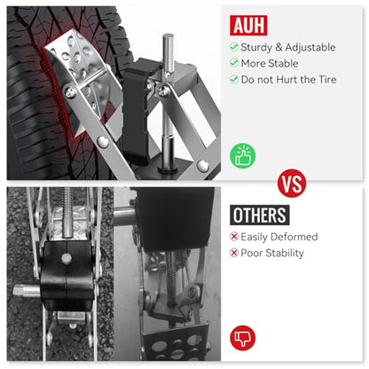 X-Shape Wheel Chocks Stabilizer for RV Travel Trailer Trucks, 2 Pack Silver Dual Axel Camper Wheel Chock Stabilizer for Anti-Motion Tire with Portable Bag and Wrench - color: Silver