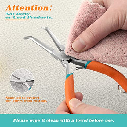 SPEEDWOX Long Needle Nose Pliers With Serrated Jaw Bent Needle Nose Pliers Fishing Pliers Hook Remover Needle Remover Pliers Fishing Tools With Anti-Loss Lanyard (Curved Tips, Curved Handle) - style: Curved Tips&Curved Handle
