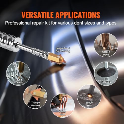 VEVOR Dual Pro Stud Welder Deluxe AL/Fe Dent Repair Kit, Professional 5KW Welder with Auto/Manual Welding and 10 Modes, 110V Spot Welding Dent Repair Machine for Steel & Aluminum Auto Panels Repair - style: Aluminum/Steel Dual Pro