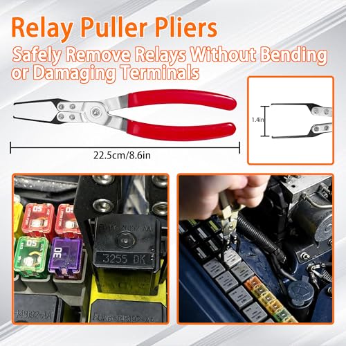 8-Piece Fuel Line Disconnect Tool Set with Hose Clamp Pliers, Relay Puller, Panel Clip, Trim Clip & Push Pin Removal Tools for Automotive Repair
