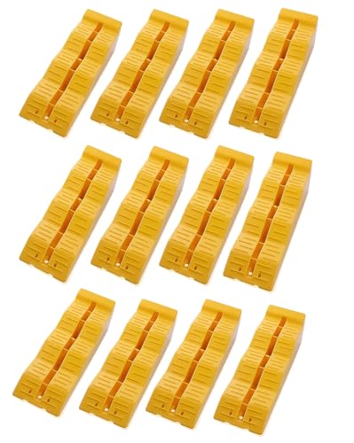 ZONETECH Automotive Leveling Ramps - 12 Packs Premium Quality Camper Trailer SUV Car Wheel Chocks, Leveler, Stabilizer on Uneven Ground- Great for Leveling and Raising Auto - color: Yellow 12