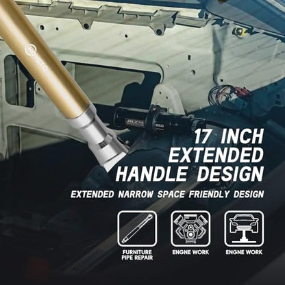 1/2 Inch Offset Extension Ratchet Impact Wrench, 120Nm Impact Ready Electric Extension Wrench with 42T Precision Gear, 430mm Ratchet Extension for Narrow Auto Repair Working Environments - color: 430mm