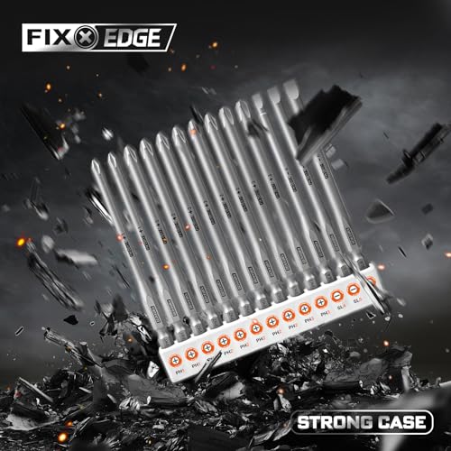 Geinxurn 52Pieces Fixedge Screwdriver Bit Set, 4Inches Magnetic Alloy Steel Phillips/Slotted/Square/Torx/Hex/Security Torx Insert Power Bits Tips with Storage Organizer for Home Repair - style: FXMX100-052
