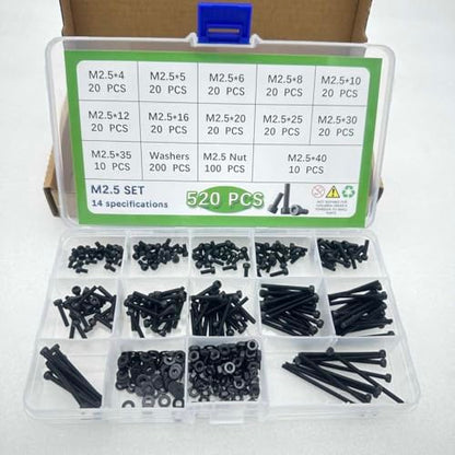 Button Head/Hex Socket/Phillips Flat Head Screws Assortment - Furniture, Auto, Home Repair Fastener Kit (480 PCS M3-M5 Hexagon Screws Set - Black) - color: 480 PCS M3-M5 Hexagon Screws Set - Black