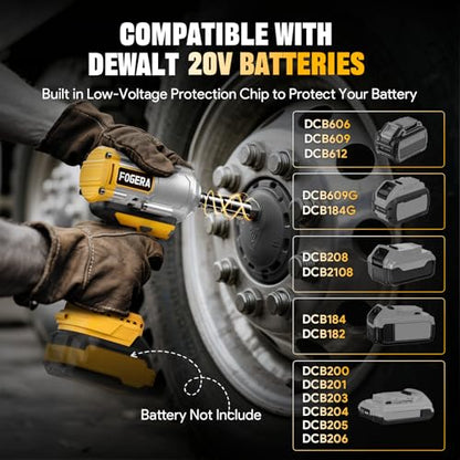 Cordless Impact Wrench 1/2 Inch - Compatible with Dewalt 20V Batteries, 1100 Ft-lbs (1500N.m) High Torque Impact Driver, Brushless Impact Gun with 3 Speed Modes & LED Light (Battery Not Included)