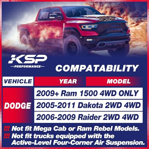 KSP 2in Front Lift Kits for Ram 1500 2009-2026, 2" Leveling Lift Kit for 2009-2026 Dodge Ram 1500 4WD, 2005-2011 Dakota 2WD 4WD, Aluminum Suspension Level Kit CNC Strut Spacers For Pick Up - size: 2"F, style: Front