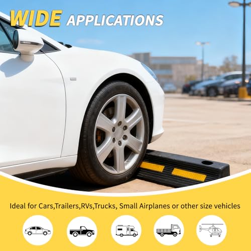 1 Pc 3" H Parking Stopper for Garage Parking Aid Heavy Duty Rubber Wheel Stops Durable High-Visibility Tire Blocks Parking Aid Gadgets Tire Stops for Cars Trucks RVs with Bolt Installation - size: 3"H 1pcs