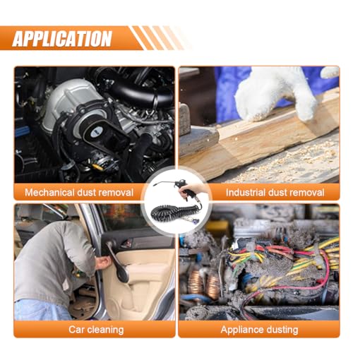 BDZMC Air Blow Gun Kit, Truck Air Duster Gun Cleaning Nozzle Kit, Heavy Duty Air Seat Blow Spray Tool with 5m Long Coil PU Air Hose for Cars, Trucks, Semi Trailers