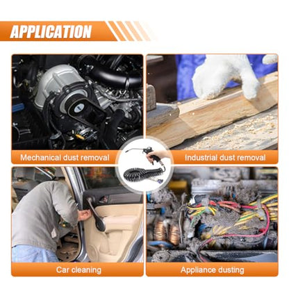 BDZMC Air Blow Gun Kit, Truck Air Duster Gun Cleaning Nozzle Kit, Heavy Duty Air Seat Blow Spray Tool with 5m Long Coil PU Air Hose for Cars, Trucks, Semi Trailers