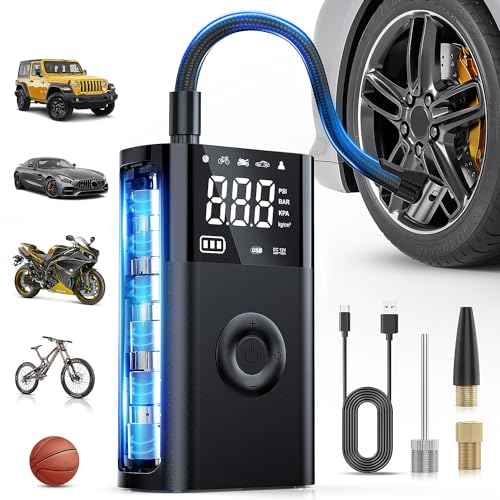 Nilight Tire Inflator Portable Air Compressor Battery Rechargeable 12VDC 150PSI Cordless Auto Shutoff w/Digital Pressure Gauge 2X Faster Inflation Pump for Car Motorcycle ATV UTV Bike - color: 2x Faster Tire Inflator