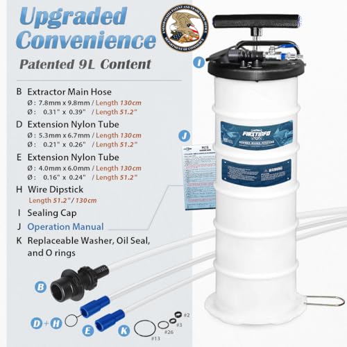 FIRSTINFO A1108USY3 9L Patented Pneumatic/Manual Oil Extractor 3 Tubes - size: 9L Pneumatic/Manual