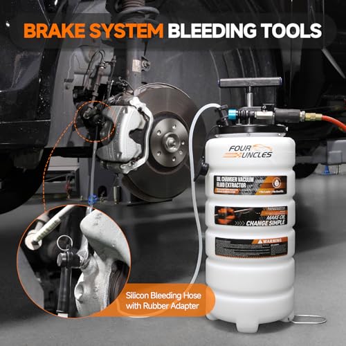 FOUR UNCLES Oil Extractor - Vacumm Fluid Extractor with Pump Tank Remover & Tubes for Oil Change and a Hose for Brake Bleeding - size: 15L Manual/Pneumatic