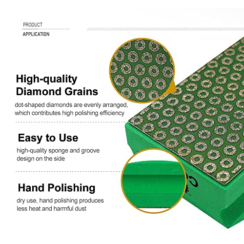 SHDIATOOL Diamond Hand Polishing Pads Foam Back for Granite Marble Stone Ceramic Grit 200 Pack of 2 - style: Grits 200