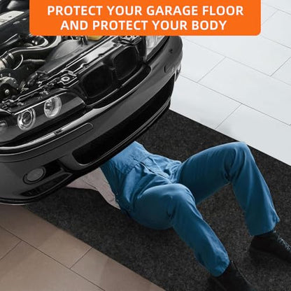 Garage mats for Floor Upgraded, 17 x 7.4 Ft, Garage Floor mats for Under car, Oil Spill mat, Absorb Oil Quickly，Reusable, Protects Floor 3mm TPR Non-Slip Thickening